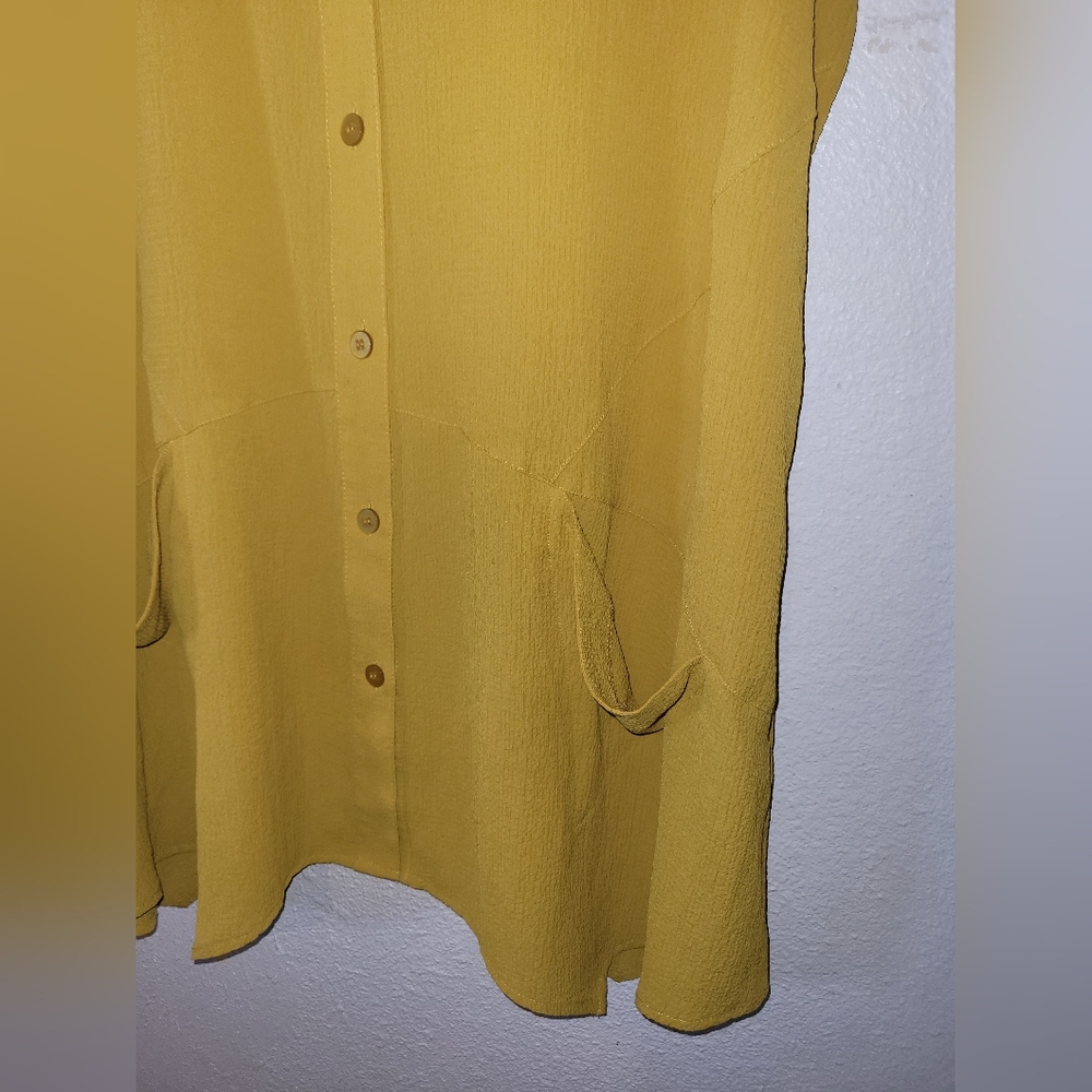 (2)Joan Rivers Tunic Sleeveless Crepe Gauze Pink Yellow Large Stretch Shirt Top - Picture 13 of 15